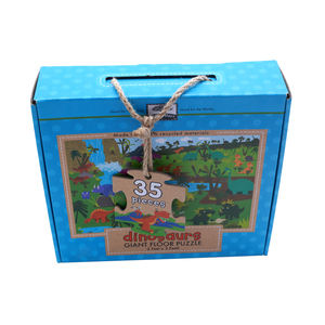 Puzzles personnalisés de haute qualité 35 PC éducatifs épais Kraft conseil dinosaures géant sol Puzzles boîte à Pizza pour enfants jouets - Product Image 1