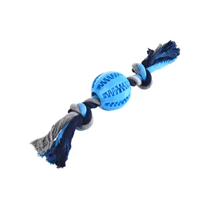 Petstar Custom Durable Chew TPR Treat Ball Cotton Rope Dog Pet Toy