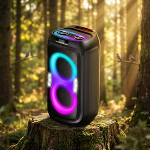 Altavoz Portátil para el Hogar de 6.5 Pulgadas, Radio DJ, Caja de Sonido para Fiestas, Karaoke, <span class=keywords><strong>Discoteca</strong></span>, con Luces Intermitentes y Ruedas - Product Image 1