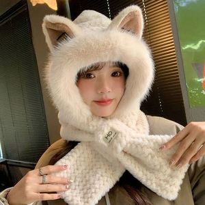 <b>Cute</b> <b>Bear</b> Hat Scarf Winter Cycling Warm Windproof Ear protection Gloves Plush Hat Beanie Cap Wholesale - Product Image 3