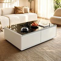 Table basse intelligente avec réfrigérateur intégré, haut-parleur, tiroirs réfrigérants et recharge sans fil