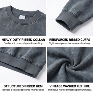 Sudaderas personalizadas extragrandes con cuello redondo TKAN1148D para hombre, estilo vintage, lavado ácido, ropa urbana deportiva, 100% algodón. - Product Image 2