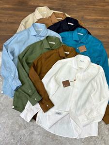 <span class=keywords><strong>Camicia</strong></span> in <span class=keywords><strong>lino</strong></span> tinta in filato <span class=keywords><strong>camicia</strong></span> da uomo primavera estate di fascia alta Business Casual <span class=keywords><strong>bianca</strong></span> ampia a maniche lunghe Anti-pilling - Product Image 6