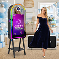 Miroir Photo LED en Forme d'Arche avec Caméra, Compatible Imprimante, Impression Instantanée, Machine Photobooth Magique pour Selfie