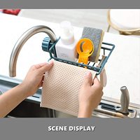 Robinet de cuisine 2 en 1, égouttoir pour brosse à savon, serviette et éponge, évier, caddie organisateur pour cuisine et salle de bain