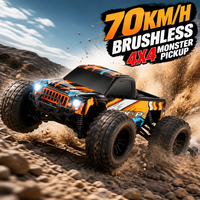 Camion de course RC électrique 4x4 à moteur brushless à l'échelle 1:16, 70 km/h, véhicule tout-terrain entièrement proportionnel, avec chargeur inclus, boîte cadeau