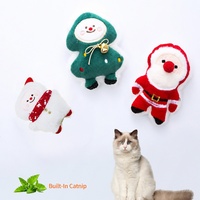 Jouet à mâcher en peluche pour chat de Noël, animaux en peluche interactifs doux (Père Noël, Arbre, Bonhomme de neige) pour chats d'intérieur et chatons, pour l'auto-amusement