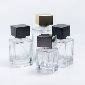 Square Spray <b>Perfume</b> Glass <b>Bottle</b> <b>30ml</b> 50ml 100ml Cube <b>Perfume</b> <b>Bottle</b> <b>Perfume</b> <b>Bottle</b> Luxury <b>Perfume</b> <b>Bottle</b> With Black Cap - Product Image 3