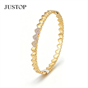 Women's Justop OEM/OEM Custom Waterproof Stainless Steel Gold Plating Hypoallergenic <b>Jade</b> <b>Bangle</b> Fashion Jewelry - Product Image 2