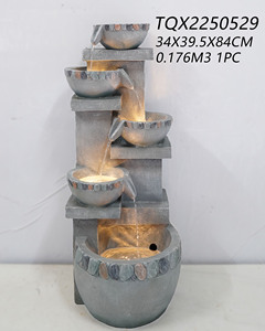 Fontaine à eau cascade solaire en résine artificielle moderne et antique de luxe avec lumières LED pour jardin extérieur, piscine, <span class=keywords><strong>lac</strong></span> - Product Image 5