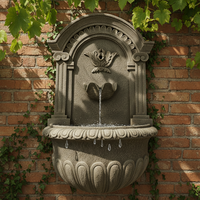 Fontaine murale extérieure en résine, finition pierre antique de luxe, sculpture classique pour jardin, avec éclairage LED