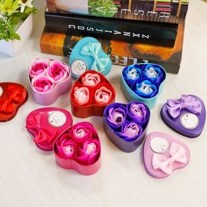Wholesale Valentine's Day Creative Gifts Mother's Day Teddy <b>Bear</b> Rose Gift Box, Heart-Shaped Tin Box Soap Flowers - Product Image 2