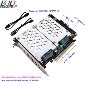 PCI-E 4.0 <span class=keywords><strong>8X</strong></span> 16X เป็น2 * ตัวเชื่อมต่อ SFF-8639 U.2การ์ดอะแดปเตอร์สำหรับ U2 NVMe & 2.5 "SATA SSD MB รองรับ PCIe X4X4 bifurcation - Product Image 1