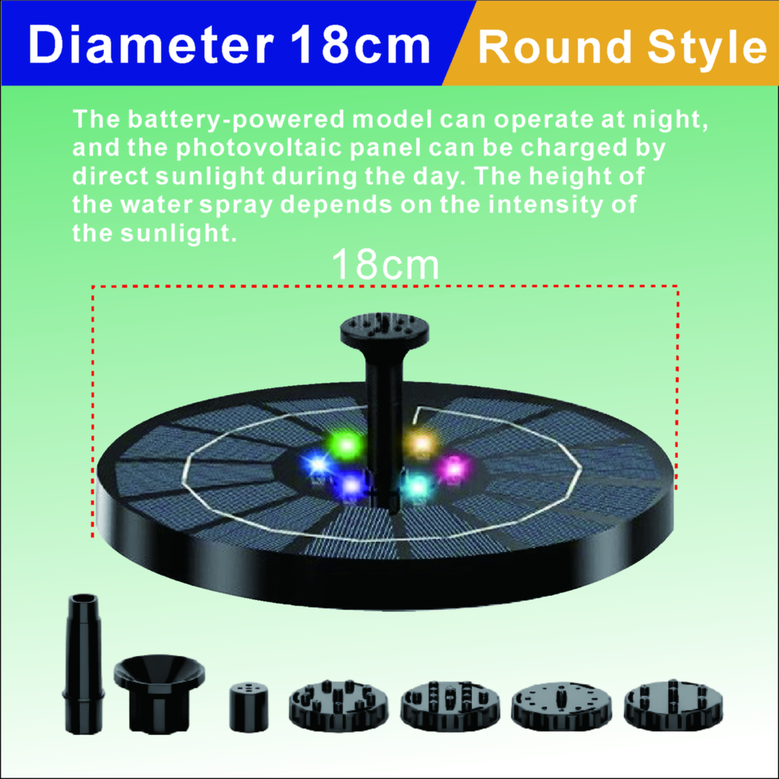 18cm Colored Light + Battery, 3.5 Watts