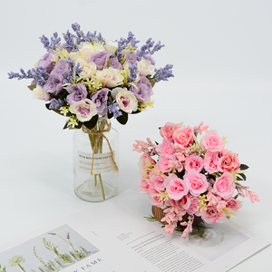 <strong>Artificial</strong> Silk <strong>Flower</strong> Bouquets Rose Factory Price Wedding Home Decoration Bridal <strong>Bridesmaid</strong> Faux Rose Bouquet