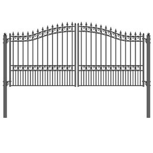 Cổng sắt sân vườn bền chắc, kiểu dáng trang trí, màu đen, 14/20ft, cửa đôi bằng sắt rèn - Product Image 1