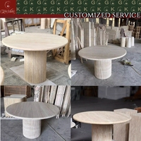 Table à manger en travertin GOLDKING, table ronde en pierre beige pour cuisine moderne, fabrication sur mesure, meubles élégants pour la maison