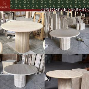 GOLDKING Travertijn Eettafel Beige Ronde Stenen Tafel voor Moderne Keuken Op Maat Gemaakt Elegant Huismeubilair - Product Image 5