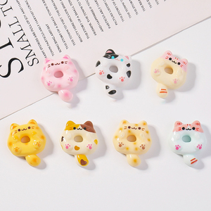 Miniatures en résine en forme de chat, beignets et donuts, accessoires pour la création de bijoux, épingles à cheveux, broches, objets faits main, coques de téléphone et aimants de réfrigérateur - Product Image 3