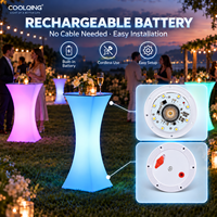 Table lumineuse LED COOLQING, mobilier lumineux pour la location d'événements, mariage, fête, bar, boîte de nuit, décoration de lieux, RGB rechargeable