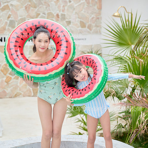 Watermelon <b>Inflatable</b> Swimming Ring Extra <b>Large</b> Thick Underarm Float For Adults <b>Pool</b> Water Park Use Unisex Environmentally - Product Image 1
