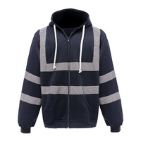 Hi Vis Safety Fleece Zip Sudadera con capucha ANSI Clase 3 Reflectante con fondo negro para hombres Hi-Vis Lime Zipper Sudadera