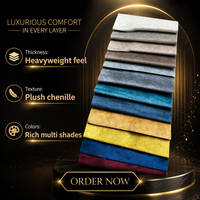 Tissu d'ameublement en chenille épaisse pour canapé, coussin, literie, textile uni tissé doux au toucher, largeur 142 cm