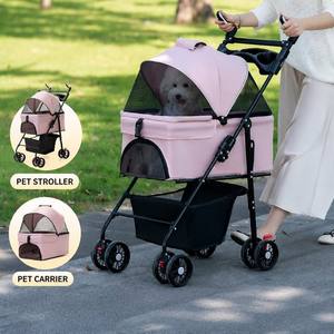 Poussette pour chiens et chats, poussette style ours en peluche pour les sorties, légère et pliable, détachable, pour petits et moyens animaux - Product Image 3