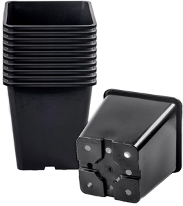 Pots de fleurs carrés en <span class=keywords><strong>plastique</strong></span> noir de 1 gallon au design moderne <span class=keywords><strong>pour</strong></span> pépinière, usage en jardin, vente en gros - Product Image 1