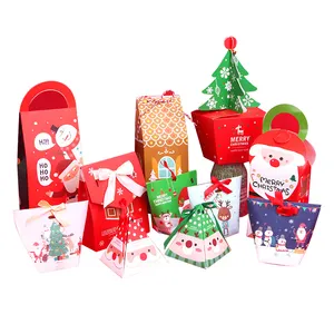 2021 Hotselling 도매 대량 재고 리본 멋진 크리스마스 장식 사탕 선물 종이 포장 크리스마스 선물 상자