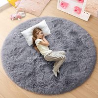 Moelleux couleur unie mignon cercle tapis de chevet filles garçons chambre haute pile Shaggy tapis longue peluche adolescent enfants tapis de sol en mousse