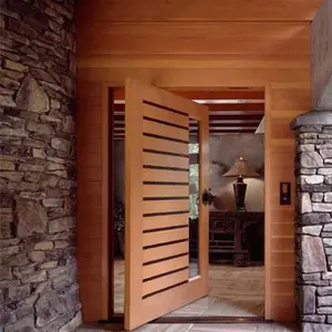 Amerikan Modern ev tasarımı katı ahşap en Panel dış oda kapı villa için madeni teçhizat katı ahşap ön giriş kapısı