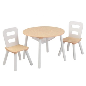 Wholesale ECO Cheap White Pink Wood Round <strong>Toddler</strong> Child <strong>Play</strong> Activity Kid Furniture <strong>Table</strong> and 2 Chair Set with Storage Mesh Bag - Product Image 4