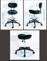 Tabouret Selle Moderne Simple à Hauteur Réglable et Pivotant avec Roues et Dossier pour la Maison, Caisse, Barbier, Salon de Beauté - Vente en Gros