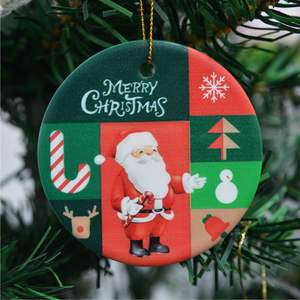 Décoration de Noël en gros : Assiette en céramique en forme de cœur Père Noël, ornements et pendentifs pour sapin - Product Image 6