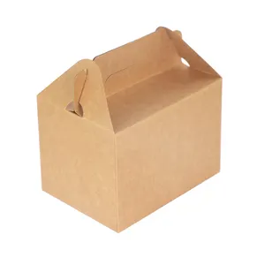 定制山墙盒形一次性食品级牛皮纸包装盒外卖包装