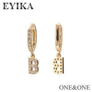 Boucles <span class=keywords><strong>d</strong></span>'oreilles alphabet pour femmes, bijoux en laiton, plaqué or, boucles <span class=keywords><strong>d</strong></span>'oreilles - Product Image 5