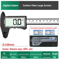 Pied à coulisse numérique en fibre de carbone de 150 mm avec grand écran LCD, outil de mesure électronique, jauge de mesure en fibre de carbone