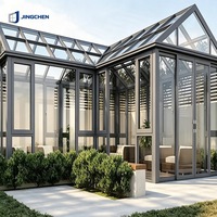 Véranda en verre en aluminium en forme de L moderne à rupture de pont thermique, sur mesure, OEM, pour villa extérieure, entrepôt, patio