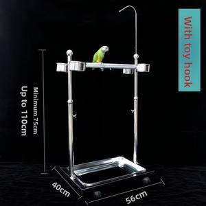 Soporte Metálico para Comedero de Pájaros al por Mayor, Percha Ajustable en Altura para Pájaros, Soporte de Juego para Loros con Ruedas Universales y Cuencos de Alimentación - Product Image 2
