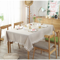 Nappe en lin et coton du fabricant direct Tissu de couverture rectangulaire tissé à pompon pour un usage domestique pour un mariage et un banquet
