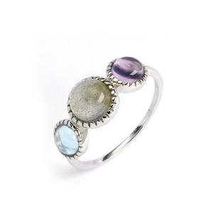 Ensemble de bagues en argent Topaze bleue Pastel Cristal Labradorite Pierre 3 pièces Bague avec pierres Style Vintage - Product Image 4