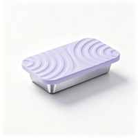 Boîte de rangement alimentaire en acier inoxydable 304 à 1/2 compartiment avec couvercle en silicone pour sauces et assaisonnements
