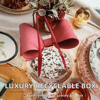Boîte Cadeau de Luxe Classique en Gros avec Nœud et Fleur, Recyclable, Revêtement UV, en Papier Kraft Transparent, pour Fruits, Gâteaux, Mariages et Saint-Valentin