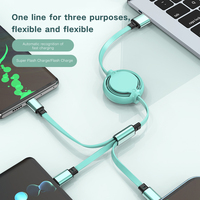 Kabel Pengisi Daya Retraktil 3-in-1 Kompak, Promo Panas, USB Tipe C, Pengisian Cepat untuk Android dan IOS