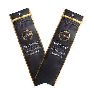 Atacado Heat Seal Zipper Flat Mylar <span class=keywords><strong>Bag</strong></span> Golden Black <span class=keywords><strong>UV</strong></span> Spot Pequeno Preto Zip Lock 3 Side Seal Embalagem De Plástico Sachet <span class=keywords><strong>Bag</strong></span> - Product Image 4