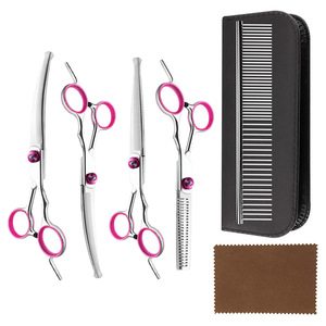 Pet Grooming Scissors Set Stainless Steel Thinning Shears Curved Straight For Cat Dog Trim Multifunctional Grooming Tools - Product Image 3