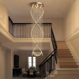 Décoration intérieure de luxe moderne GU10 LED Ampoule Loft Appartement <span class=keywords><strong>Lustre</strong></span> en cristal Long <span class=keywords><strong>Lustre</strong></span> pour haut plafond Hôtel Maison Escalier - Product Image 1