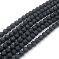 주얼리 제작용 블랙 천연 원석 용암 비즈, 4mm 6mm 8mm 10mm 12mm 14mm
