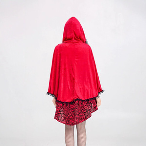 Disfraz Sexy <span class=keywords><strong>de</strong></span> <span class=keywords><strong>Caperucita</strong></span> <span class=keywords><strong>Roja</strong></span> Gótica, Mini Vestido Rojo <span class=keywords><strong>de</strong></span> Encaje con <span class=keywords><strong>Capa</strong></span> con Capucha para Halloween y Eventos <span class=keywords><strong>de</strong></span> Carnaval - Product Image 4